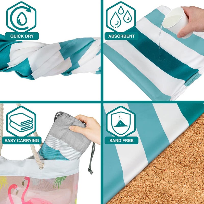 Suncube SUN CUBE Microfiber Beach Towel, Quick Dry Sand Free Beach Towel, Lightweight Compact Travel Swim Towel for Pool, Camping, Sand Resistant Packable Adult Towel - Light Blue 60x30 Inches - Image 4